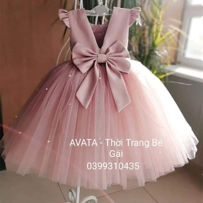 Váy đầm công chúa hồng ruốc xinh xắn - HR-043