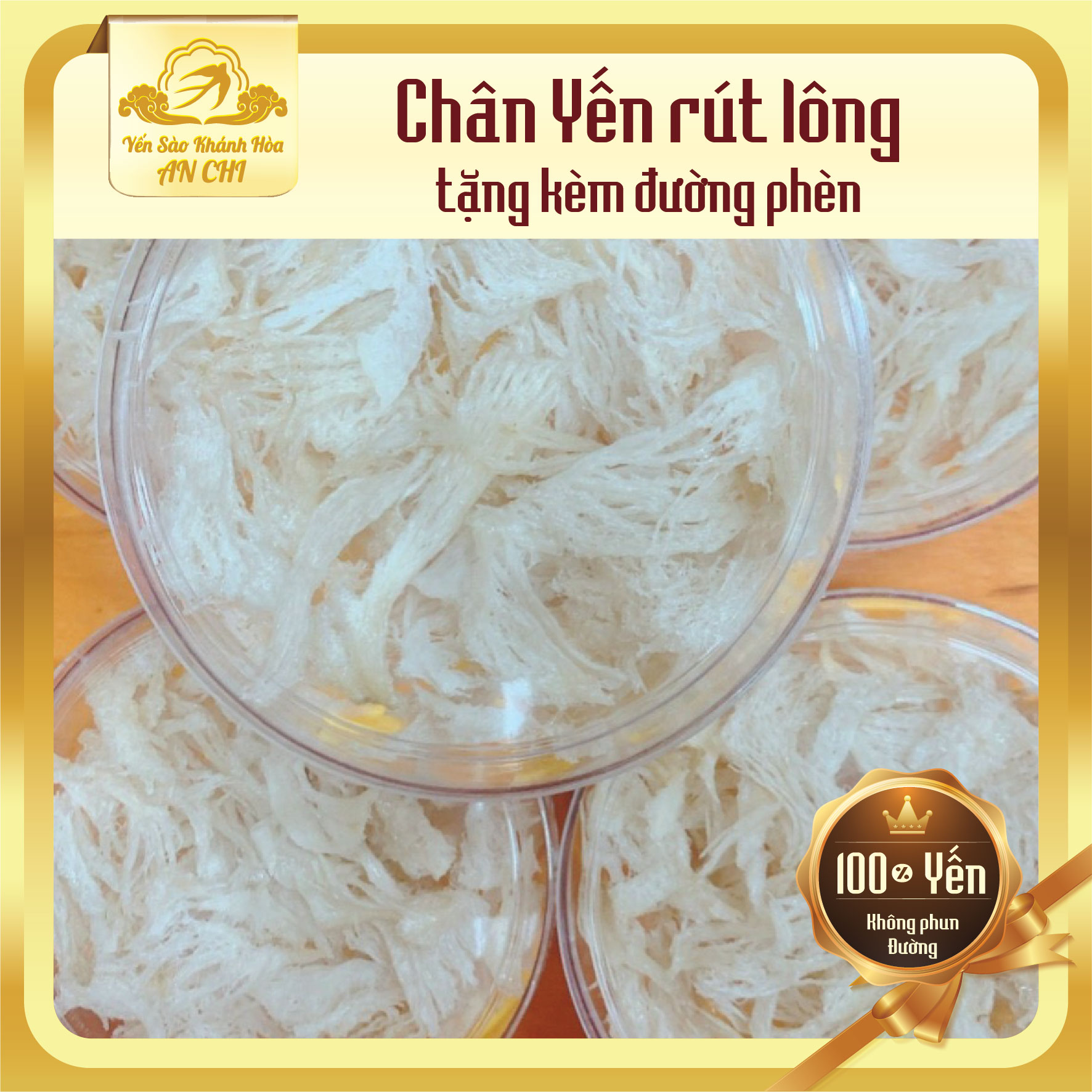 Chân yến rút lông, chân Yến tinh chế, chân Yến rút lông nguyên chất Khánh Hòa, chân Yến đã làm sạch lông tặng kèm nguyên liệu chưng