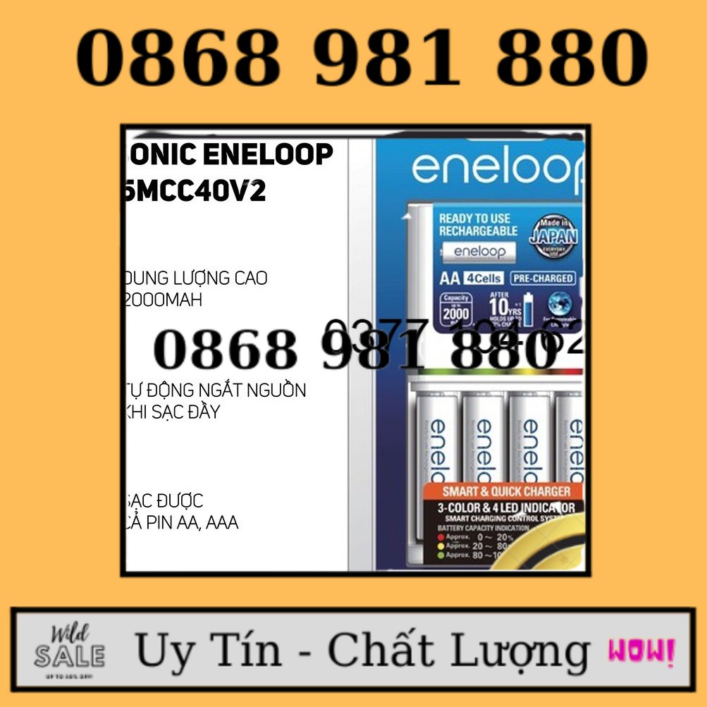 Bộ sạc pin Panasonic Eneloop nhanh , tự ngắt BQ-CC55 tặng kèm 4 pin sạc Eneloop 2000mah