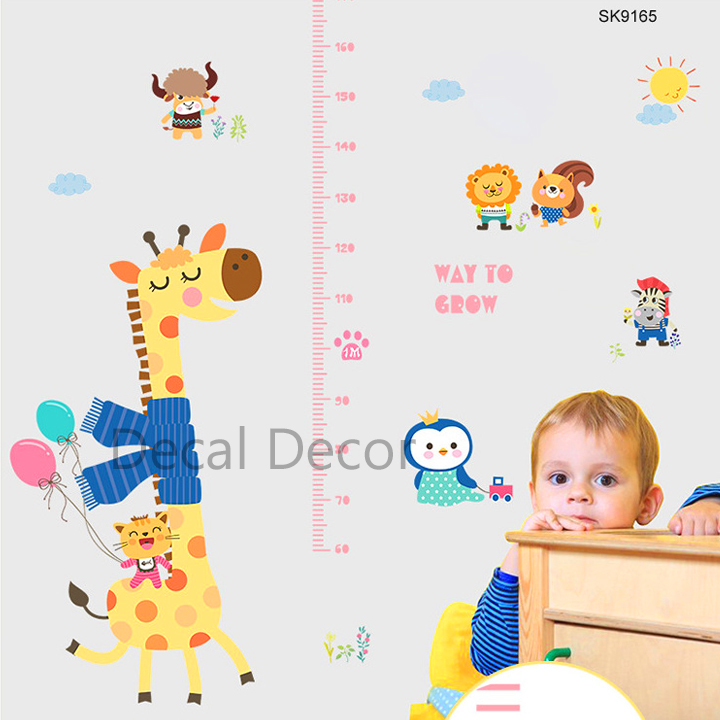 Decal dán tường đo chiều cao cho bé hình hươu cao cổ SK9165 - Decal thước đo chiều cao - Giấy dán tường trang trí - Decal trang trí nhà cửa