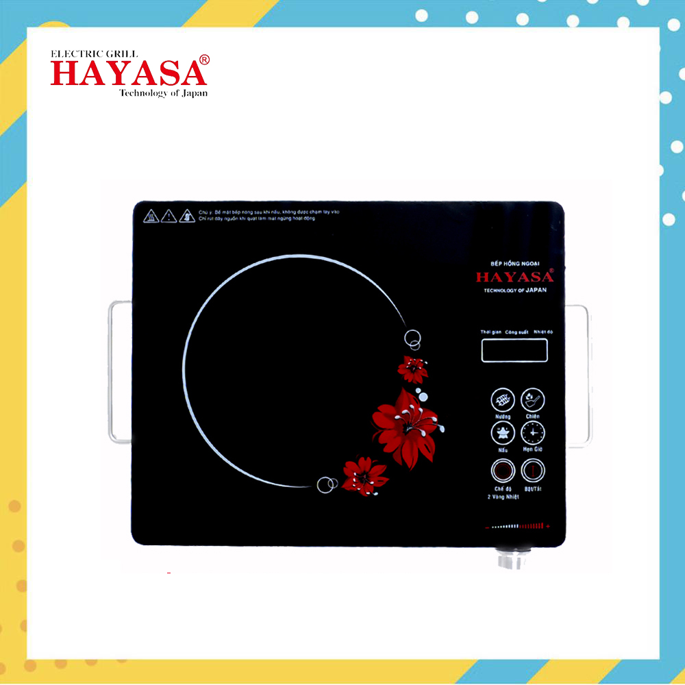 Bếp hồng ngoại có tay cầm Hayasa HA-86 - Hàng chính hãng - Mặt bếp chịu nhiệt nhịu lực, diện tích nấu lớn, tiết kiệm điện