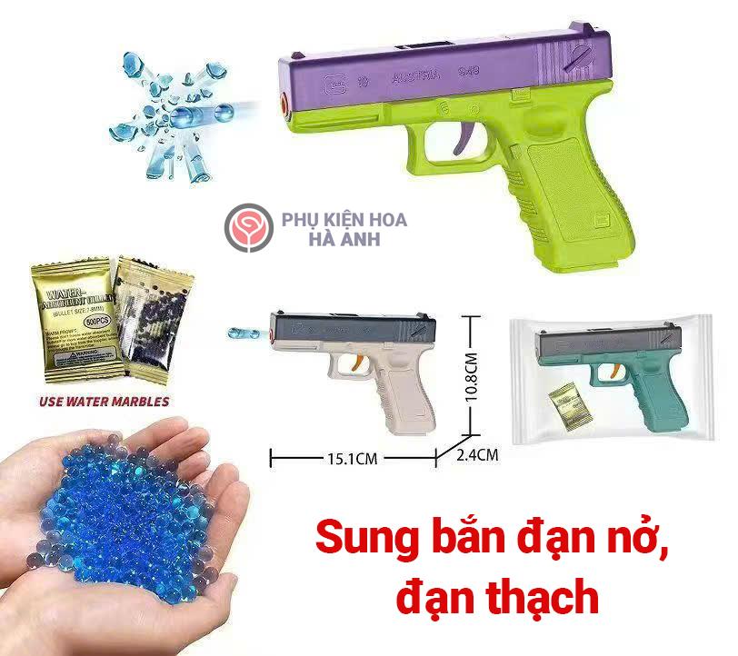 Đồ Chơi Bắn Đạn Thạch, Hạt Nở Tặng Kèm Đạn Nhiều Màu