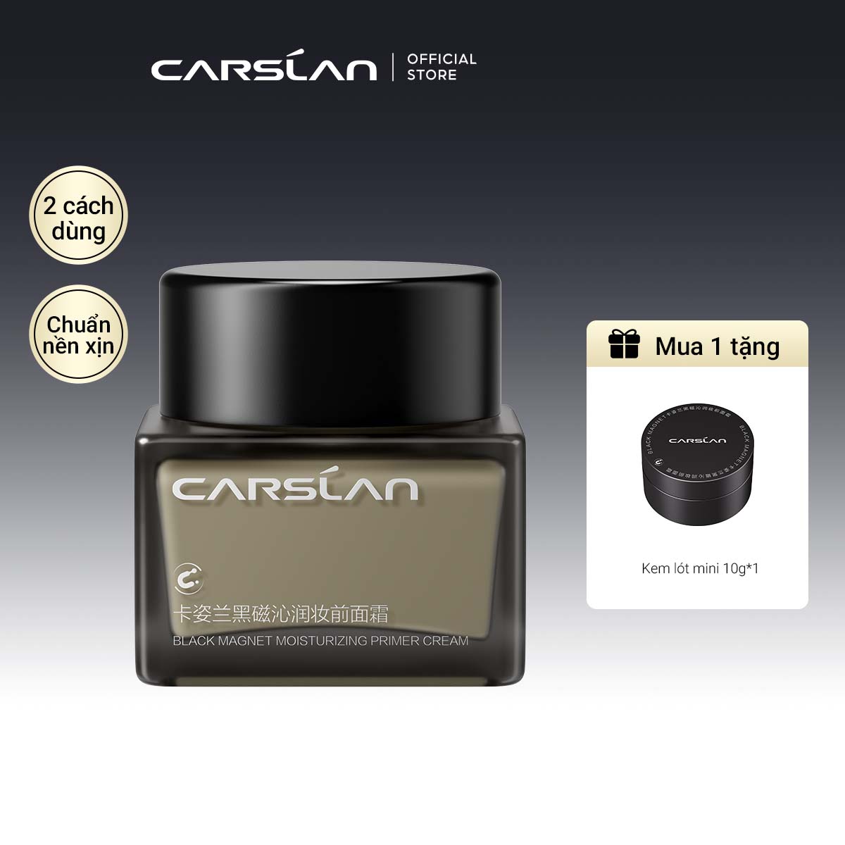Kem lót dưỡng ẩm Black Magnet Carslan giúp nền bền đẹp 24H 35g