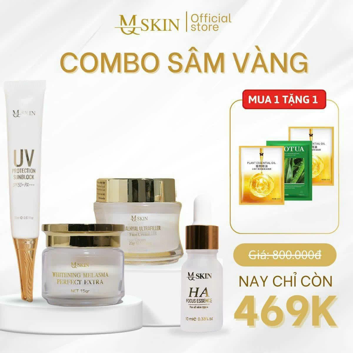 Combo kem face cốt nám sâm vàng mq skin