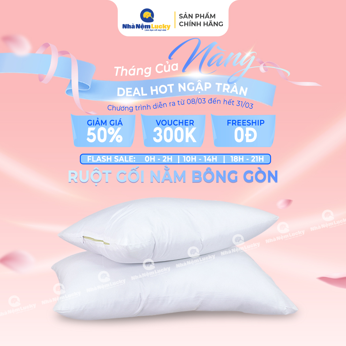 Gối nằm fiber lucky - gối nằm sinh viên - kích thước 40x60, 50x70