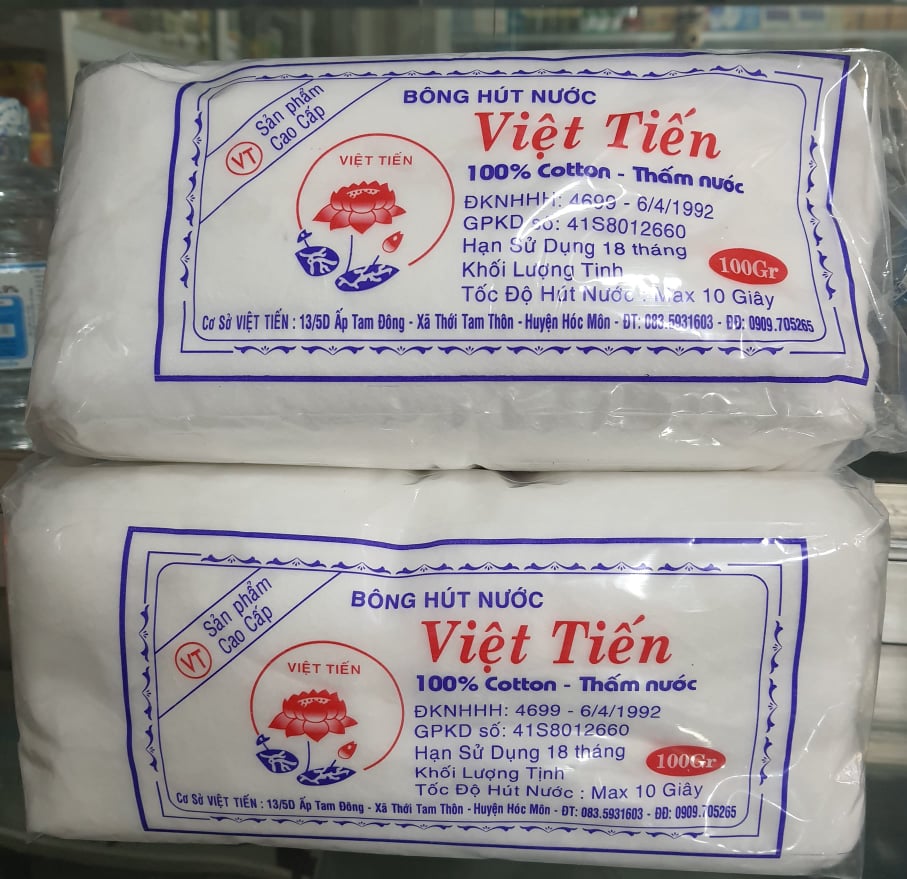 [HCM]Bông gòn cuộn y tế việt tiến 100g (bông hút nước) mềm mịn dai không bị tơi dùng trong y tế nha khoa thẩm mỹ vệ sinh cho em bé