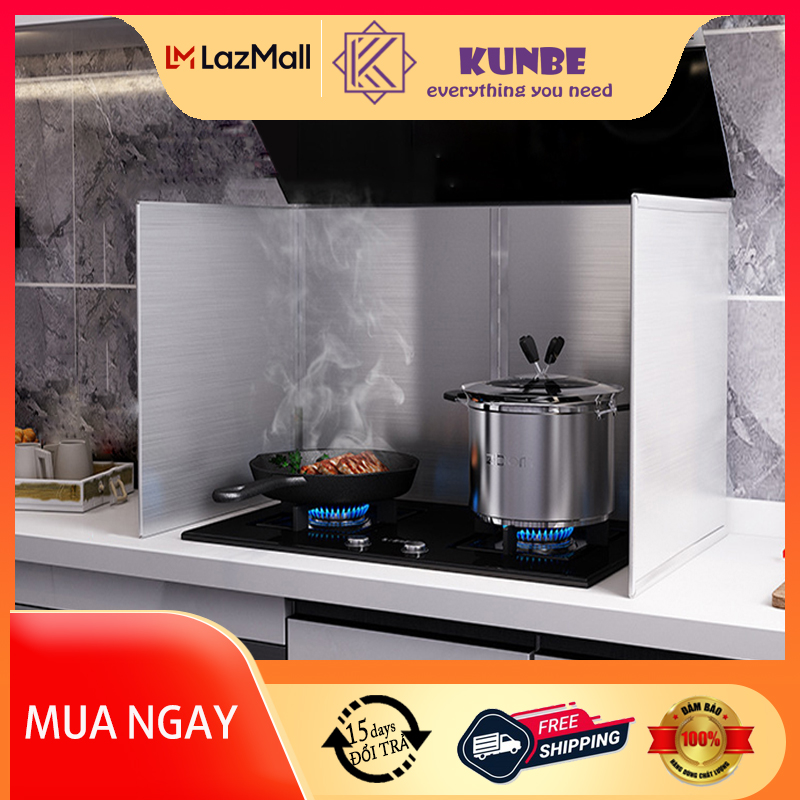 Tấm chắn gió bếp chống văng dầu mỡ kunbe chất liệu inox 304 chắc chắn bền đẹp, chắn gió hiệu quả