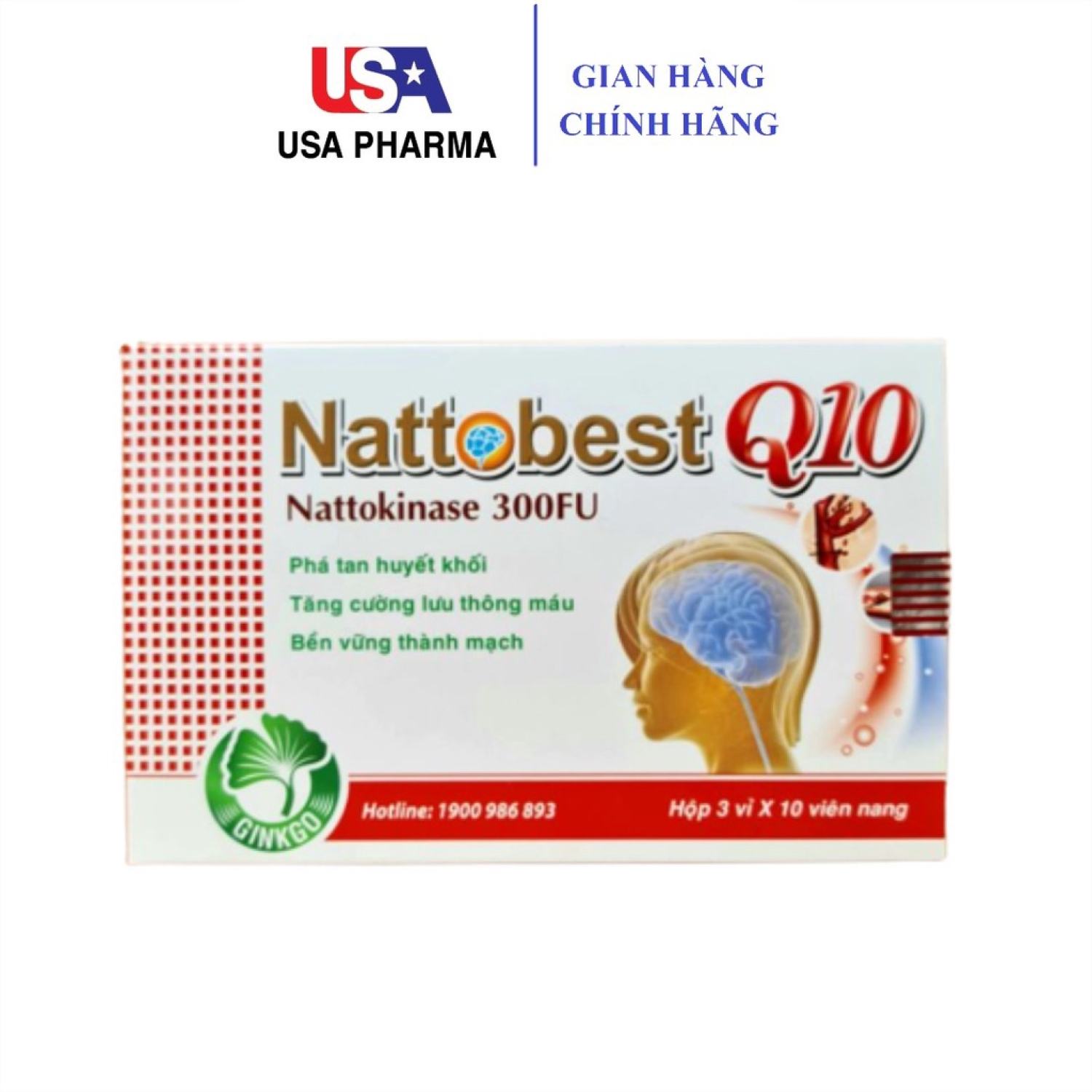 Hoạt huyết dưỡng não Ginkgo Biloba Nattobest Q10 hỗ trợ tăng tuần hoàn não