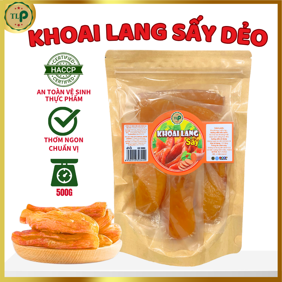 Khoai Lang Mật Sấy Dẻo Nguyên Củ Không Đường Túi 500g | Tân Lộc Phát
