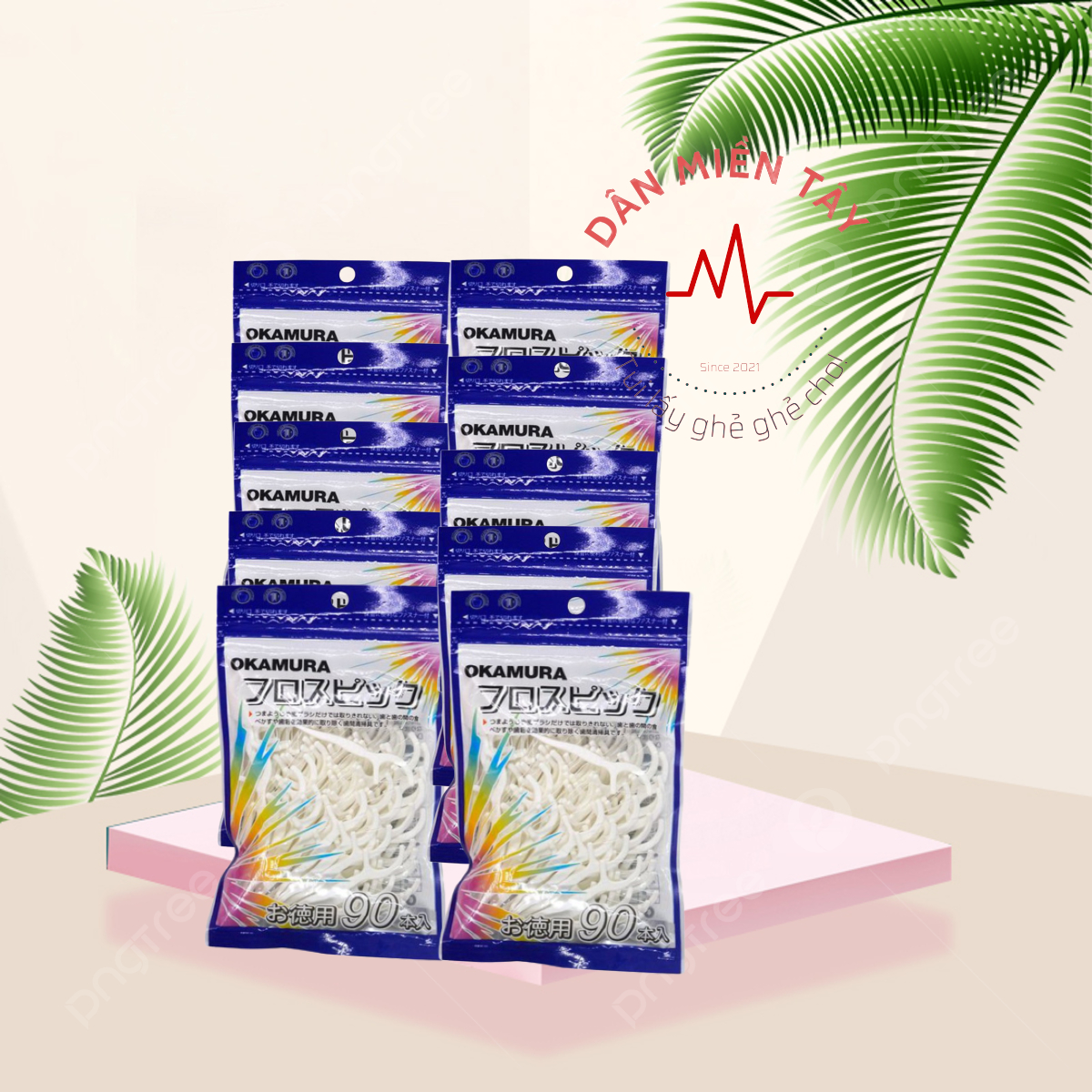 Combo 10 bịch tăm chỉ nha khoa okamura chất lượng nhật bản loại 90p