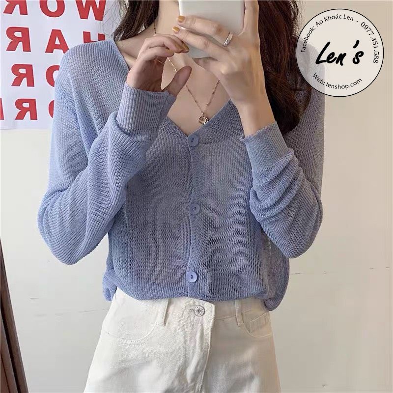 Áo khoác cardigan mỏng gài nút to