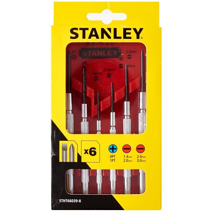 Tua vít bộ cán sắt Stanley STHT66039-8 - Đầu tô vít bằng thép mạ chrome chống gỉ ăn mòn, có từ - Hàng chính hãng