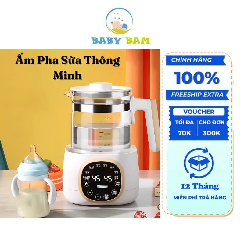 Máy Hâm Nước Pha Sữa Cho Bé Thông Minh Hiển Thị Nhiệt Độ Ấm Pha Sữa Giữ Nhiệt Khử Clo Dung Tích 1l3 Siêu Tiện Lợi Dành Cho Mẹ Và Bé