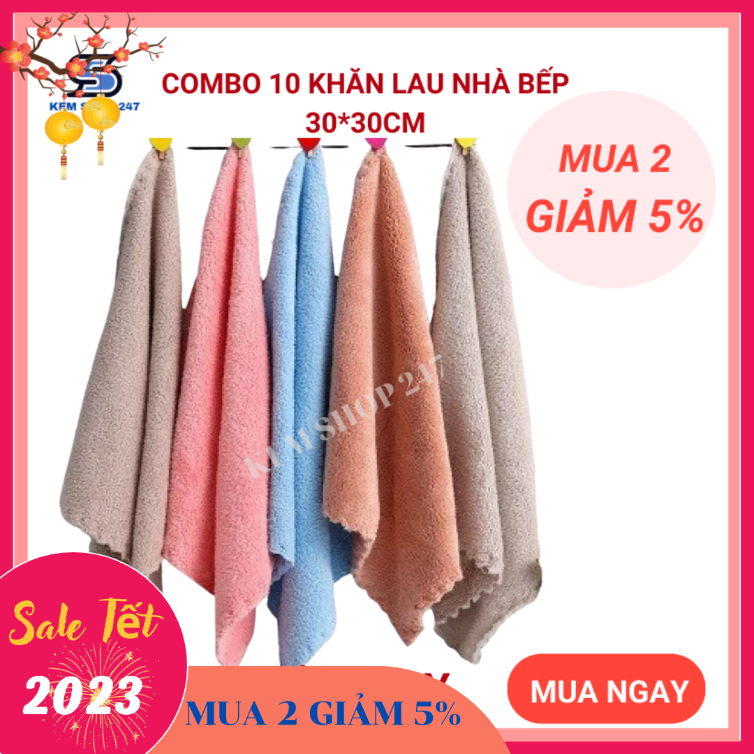 Combo 10 Khăn lau tay nhà bếp KT 30*30cm loại to tiện lợi trong gia đình