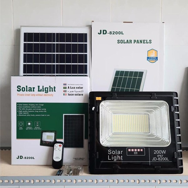 Đèn pha ngoài trời, đèn led năng lượng mặt trời solar light 200w-jd8200l