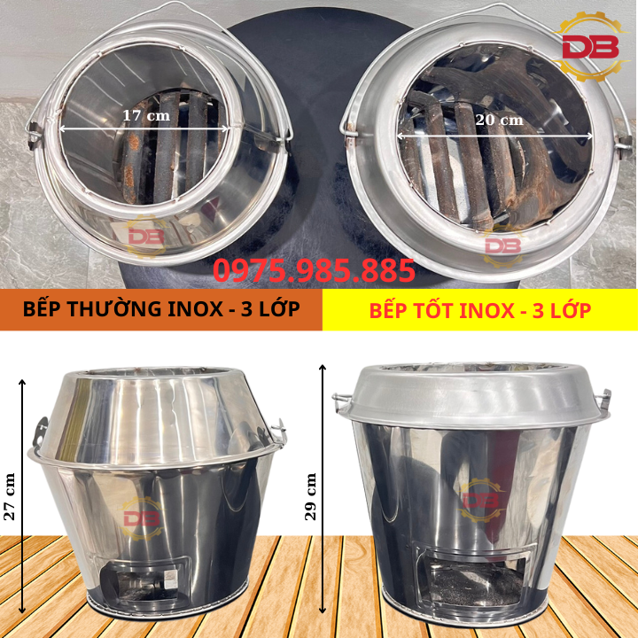 Lò than, bếp than lu quay vịt inox 3 lớp, dành cho lu quay inox, chân cong, lu kính phi 60, 80, 90,100; lu 850, 680 cm