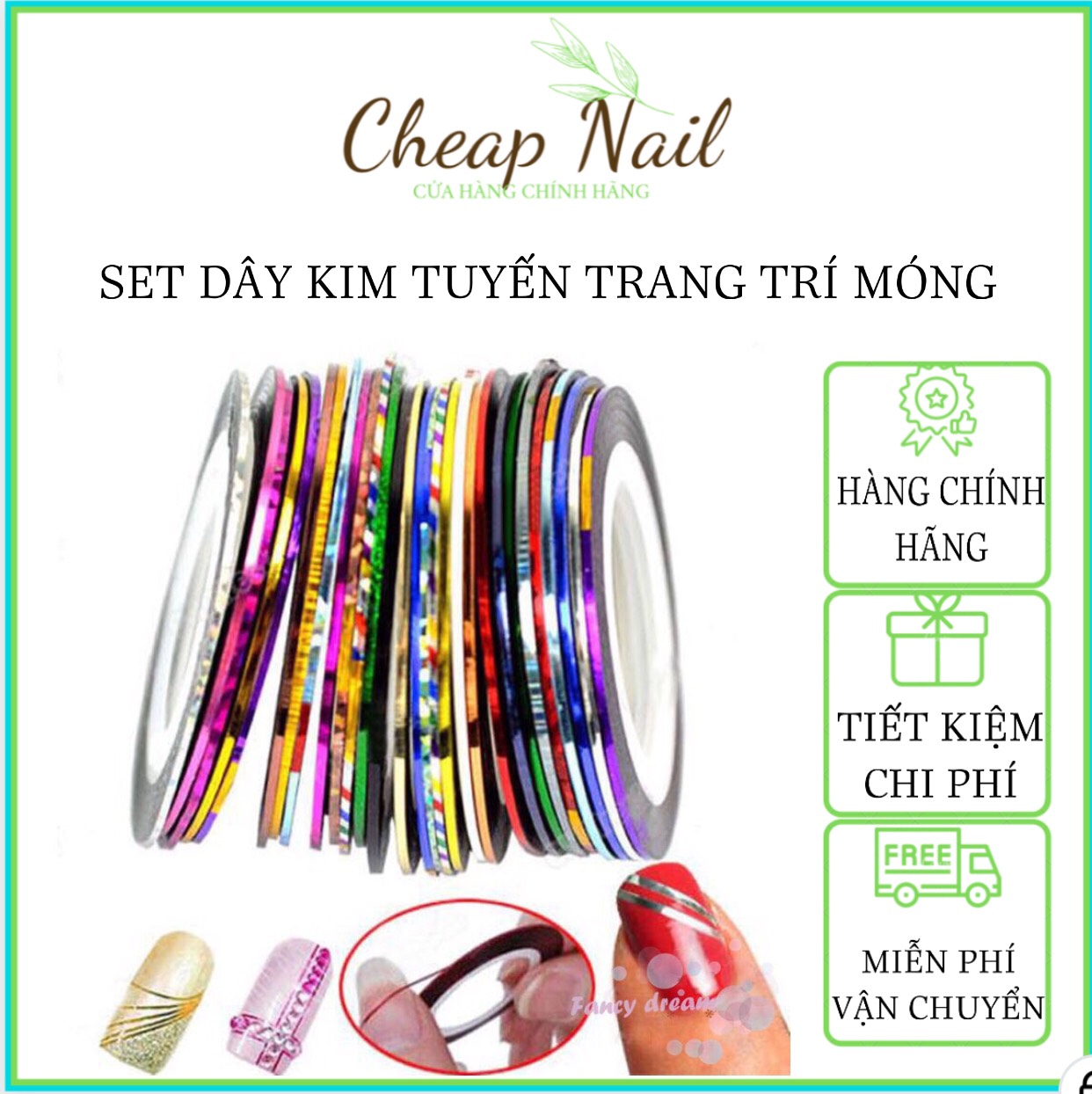 Set 5 cuộn dây kim tuyến trong trí móng- cheap nail