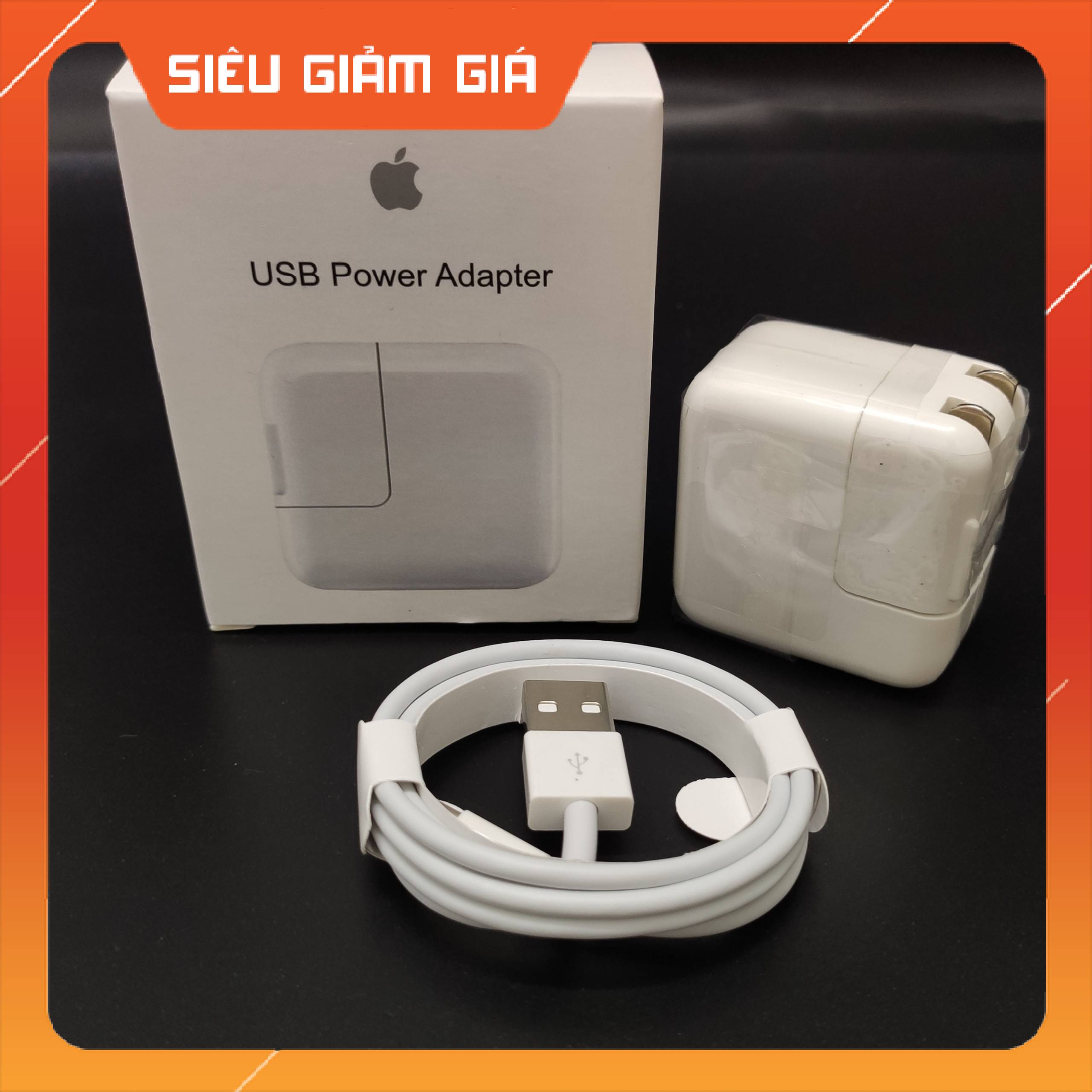 Cốc sạc ipad, Củ sạc ipad 12W chính hãng bóc máy zin sạc nhanh cho iPad, iPhone, máy tính bảng, tặng dây iPhone bảo hành 12 tháng
