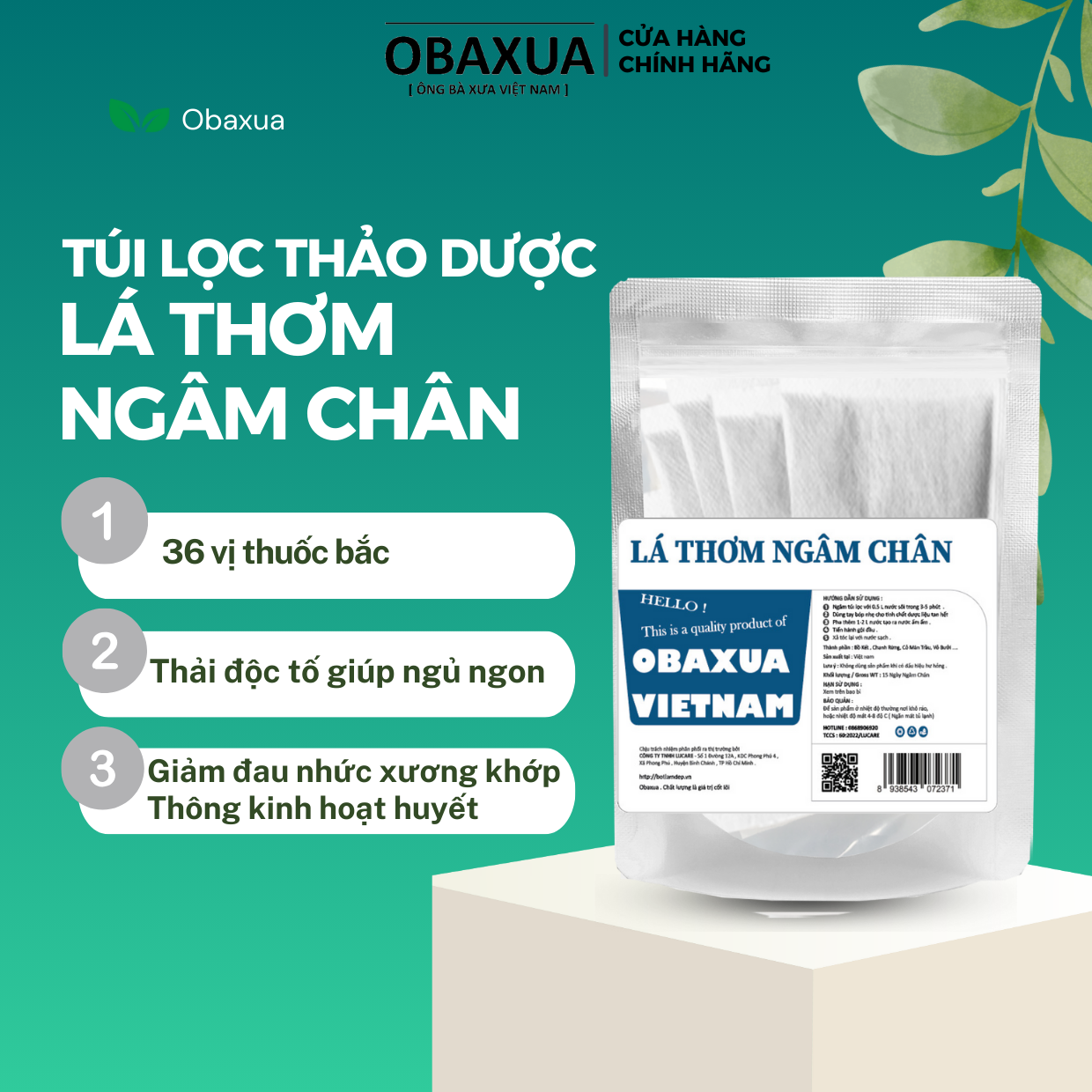 Thảo Mộc Ngâm Chân túi lọc OBAXUA, Ngâm Chân Thải Độc Dược liệu, giúp thải độc, giảm đau nhức, tê mỏi