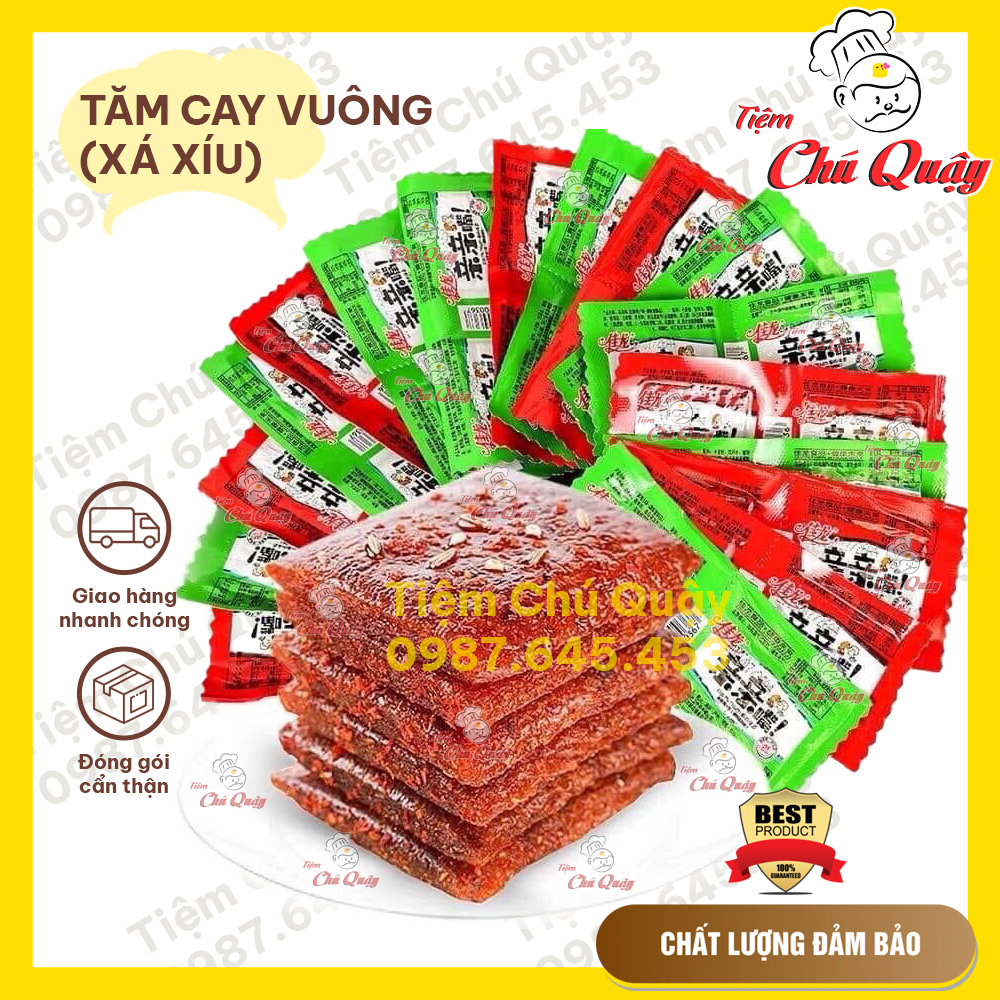 Xá xíu cay - tăm cay vuông - đồ ăn vặt nội địa