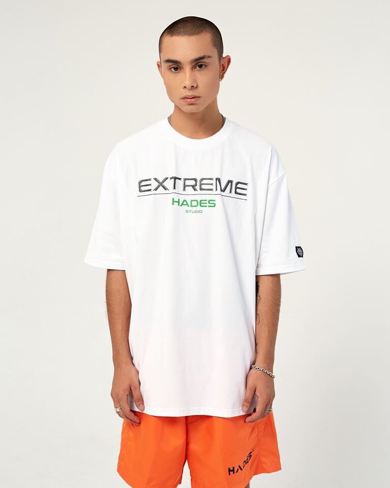 [XẢ HÀNG NGHỈ BÁN] Áo thun nam nữ unisex tay lỡ form rộng oversize 100% cotton 2 chiều Extreme Hades AT16-Trắng