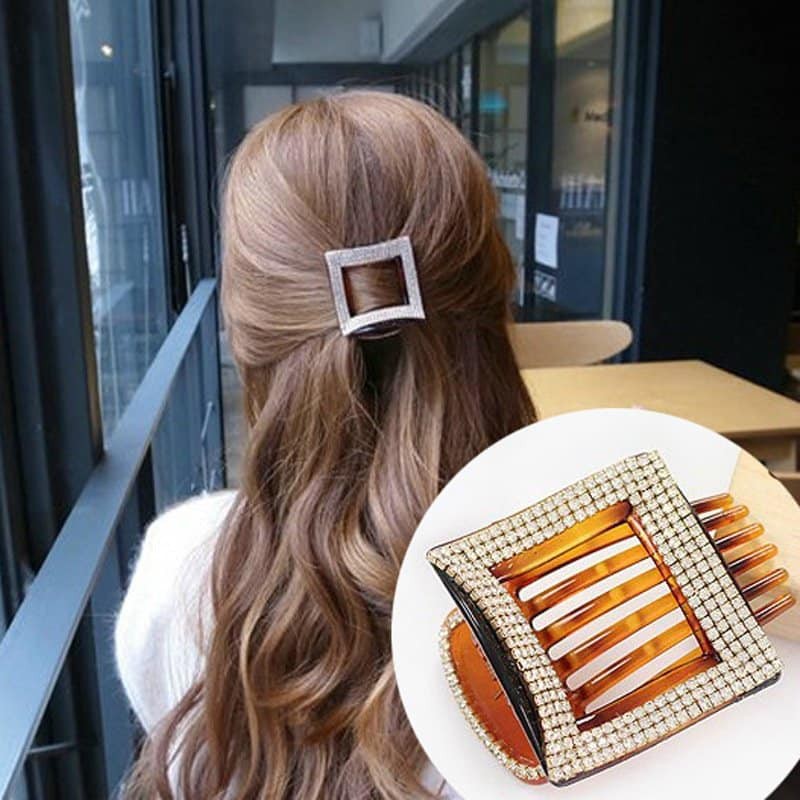 Kẹp tóc vuông đính đá sang trọng - Cặp tóc đính đá - cặp tóc sau cho bạn gái, cặp tóc, phụ kiện tóc