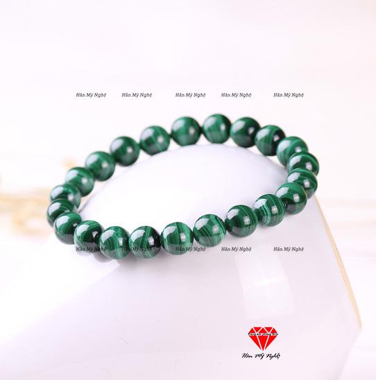 [FreeshipMAX] Vòng tay phong thủy đá lông công malachite 8mm[handmade][tự nhiên] tự nhiên- chuẩn  A