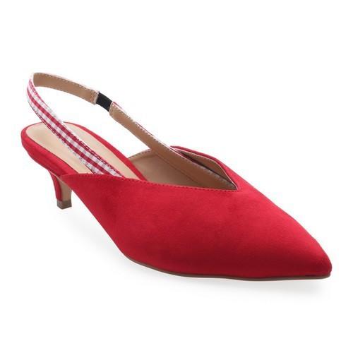 Giày cao gót bít mũi hở quai hậu Girlie S33103 màu đỏ