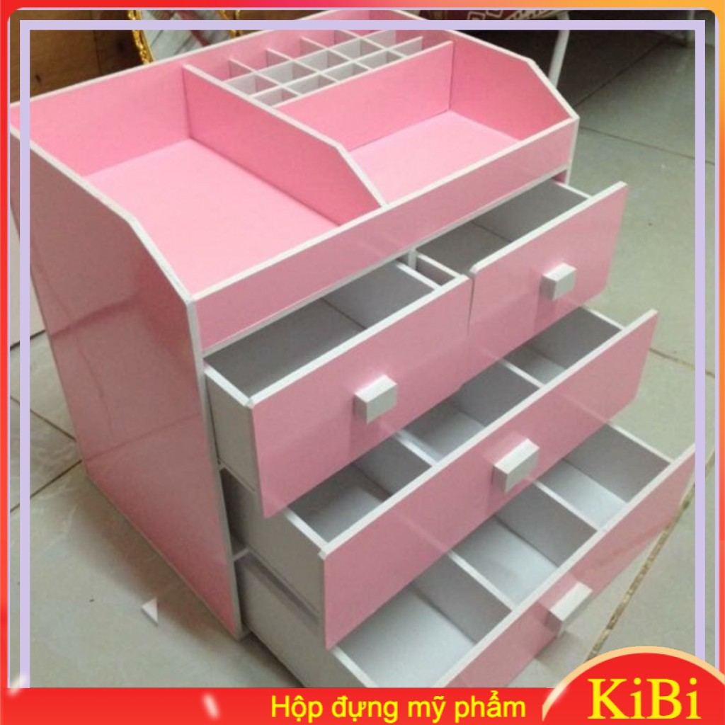 Kệ đựng mỹ phẩm 4 tầng màu hồng