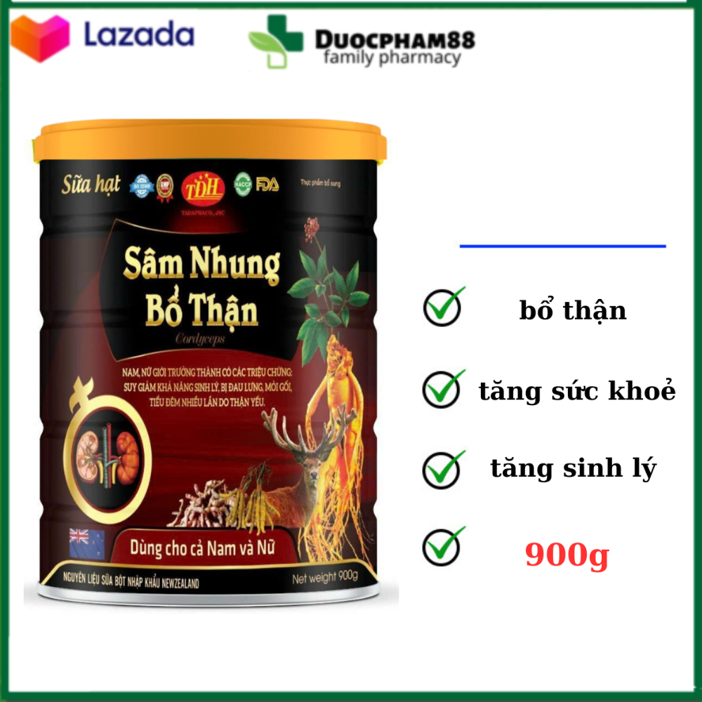 Sữa hạt sâm nhung bổ thận cordyceps giúp cơ thể khỏe mạnh, hỗ trợ cải thiện thận hư, thận yếu, chức năng thận suy giảm hộp 900g