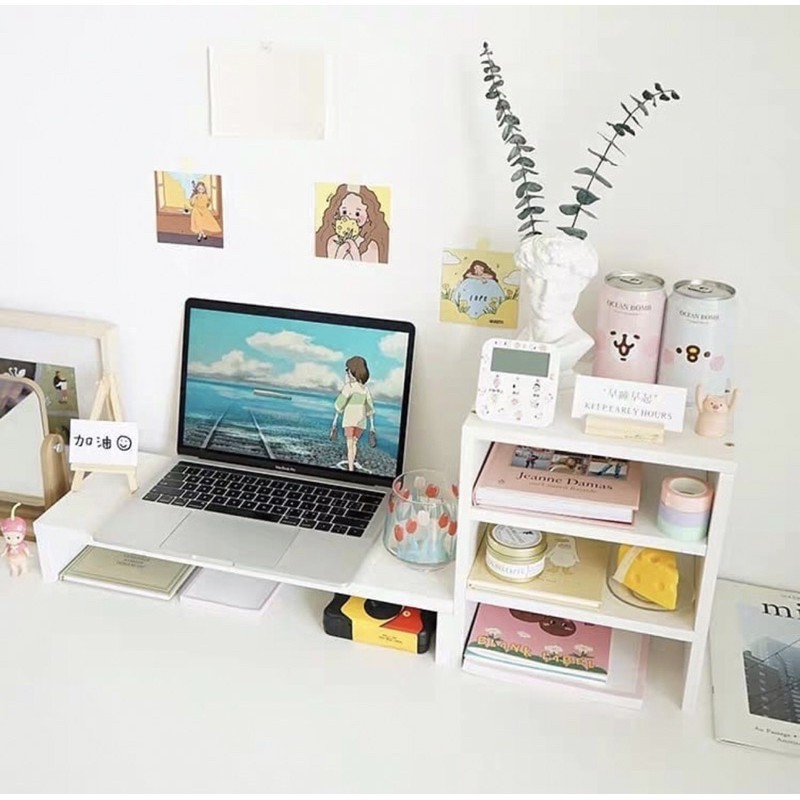 Miễn phí ship giá sách - kệ để máy tính kèm kệ sách để bàn laptop cực đẹp