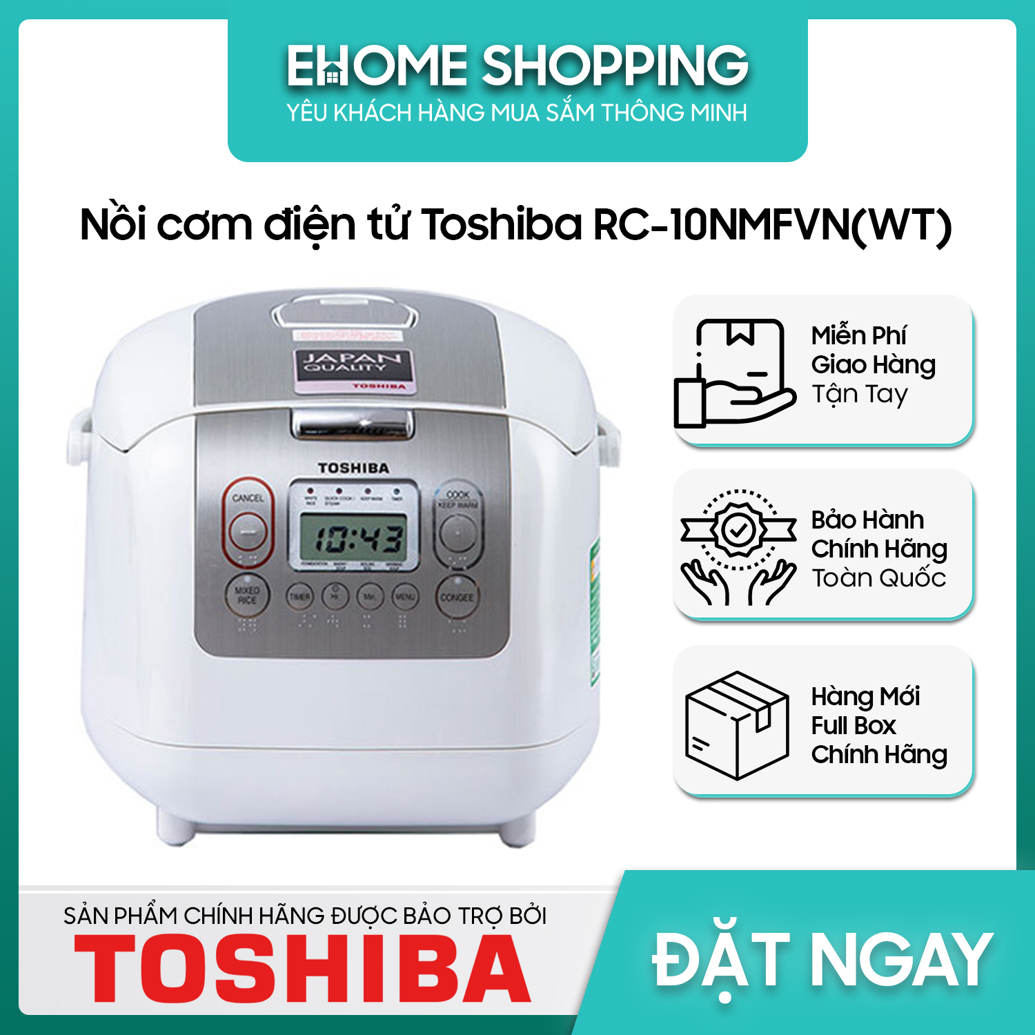 Nồi cơm điện tử toshiba 1 lít rc-10nmfvn - hàng chính hãng - giao hoả tốc hcm