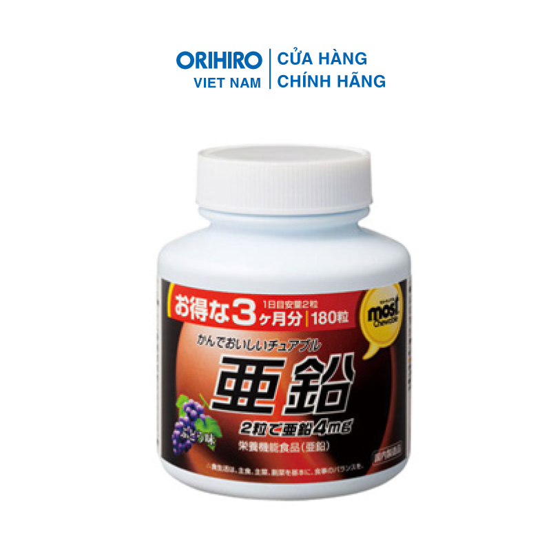 Viên Nhai Orihiro Vị Nho 180 Viên Giúp Bổ Sung Kẽm Cho Cơ Thể