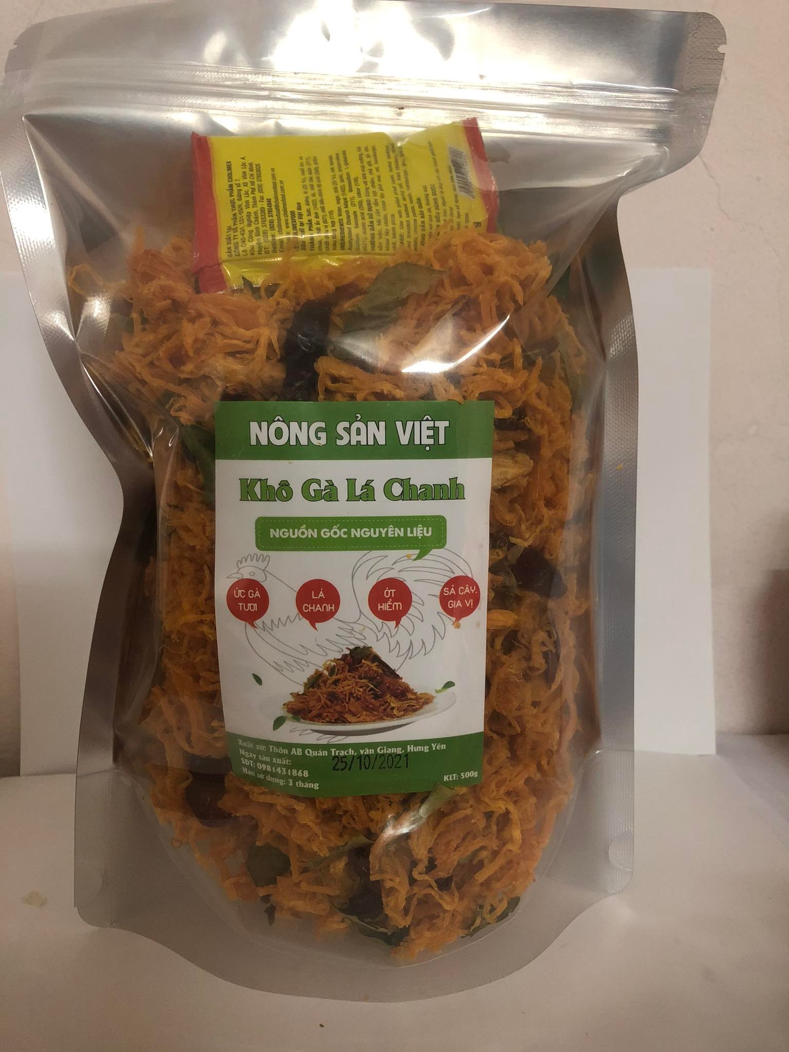 500Gr khô gà lá chanh cay vừa ăn vặt