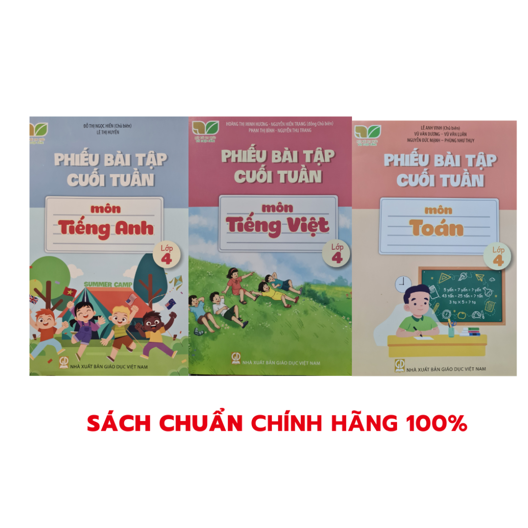 Sách -  Phiếu bài tập cuối tuần môn tiếng anh,toán,tiếng việt lớp 4 - lẻ tùy chọn