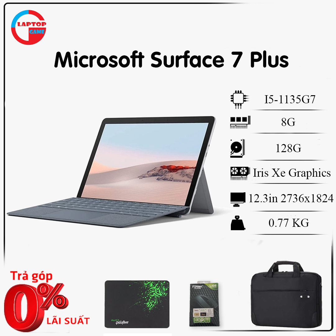 [Mới 100% New Seal] (Combo kèm bút+ phím) Máy tính Microsoft Surface Pro 7 Plus i5/8GB/128GB
