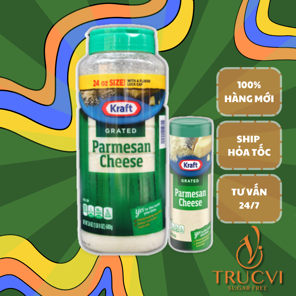 Phomai rắc Kraft Parmesan Cheese ( có 2 size Hũ ) - 680gram và 85gram