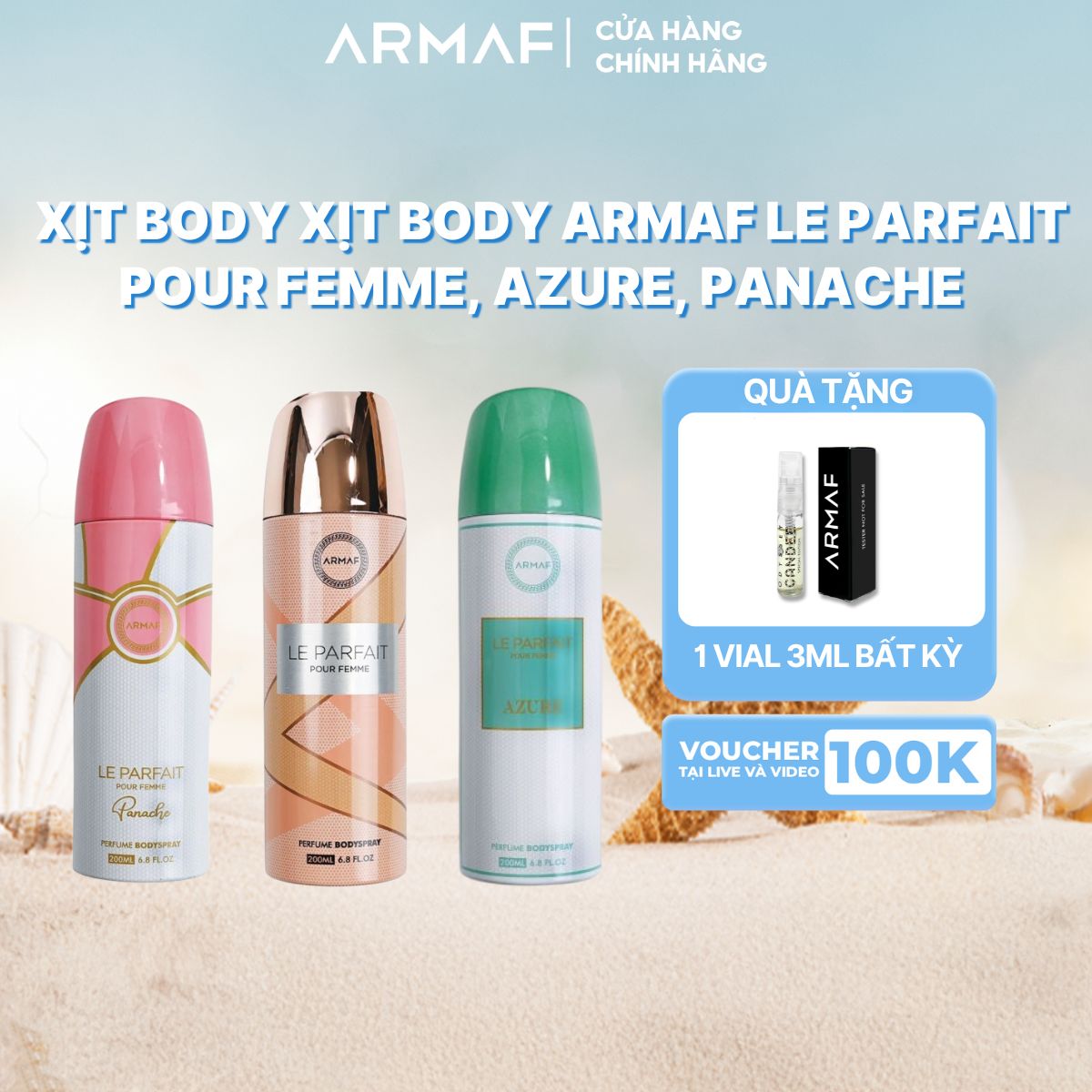 Xịt body Armaf Le Parfait Pour Femme, Azure và Panache - 200ml