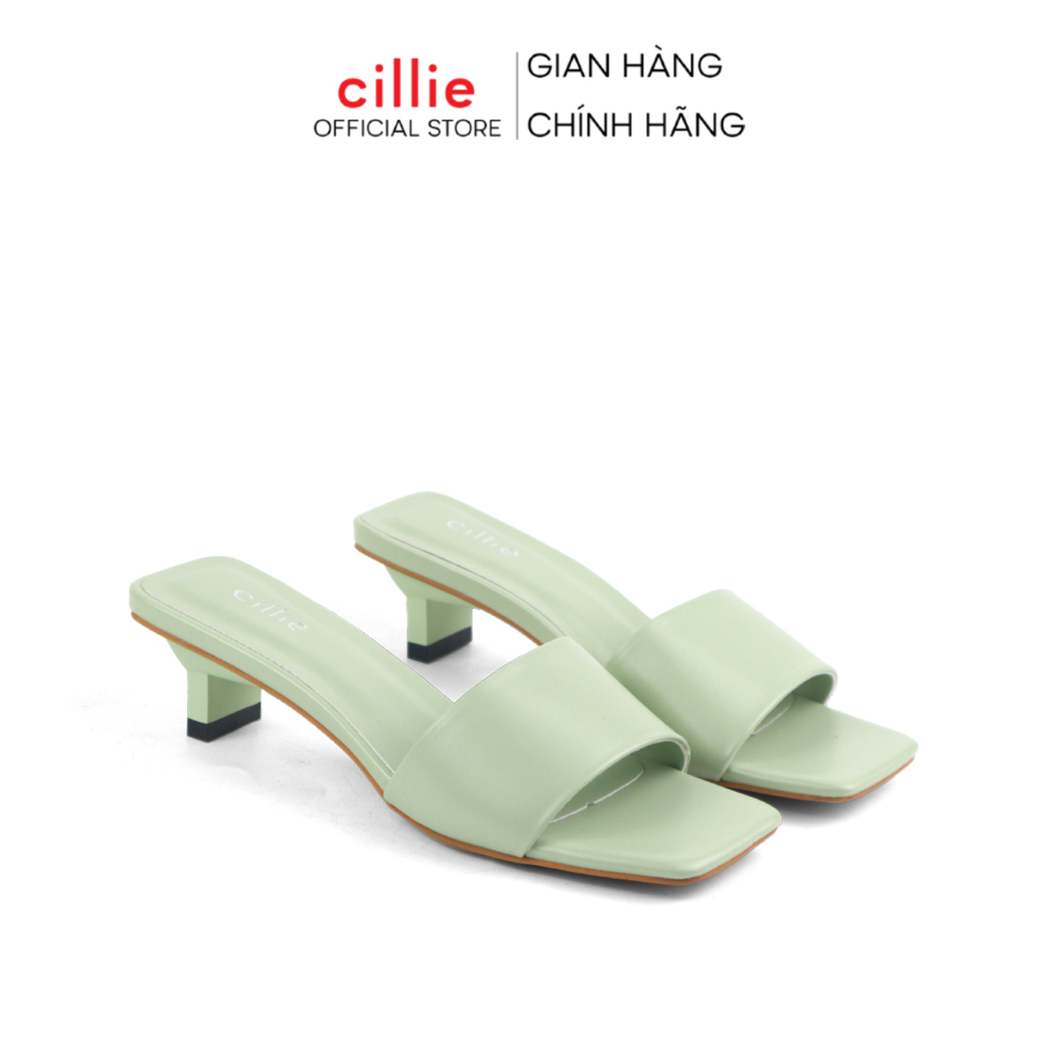 Guốc nữ thời trang quai ngang basic gót vuông mảnh cao 3cm đi chơi đi dạo Cillie 1065