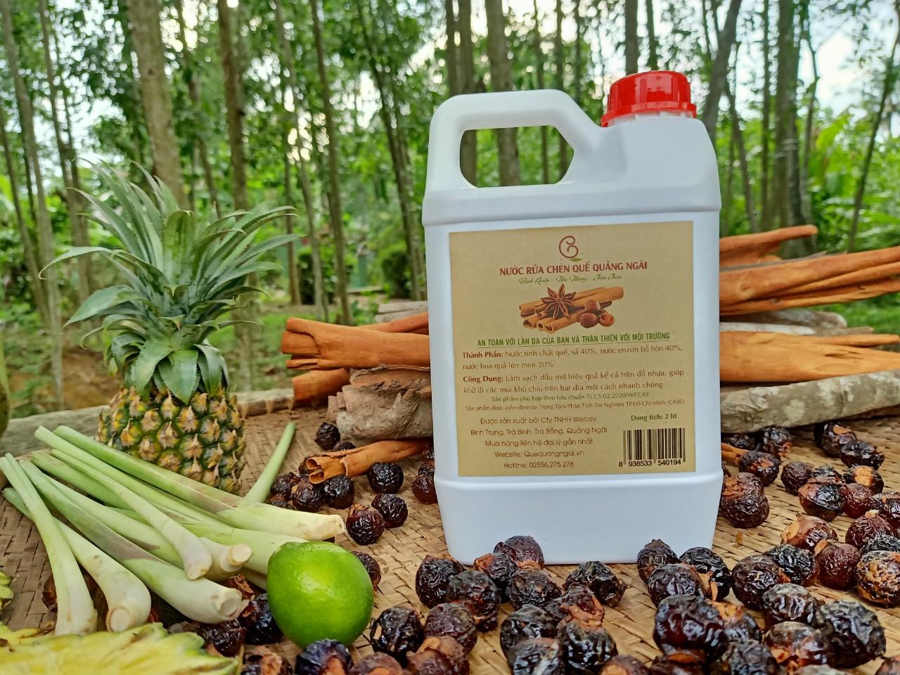 Nước rửa chén hương quế quảng ngãi - chai 2000ml -thảo dược tự nhiên không chất tẩy rửa an toàn cho da