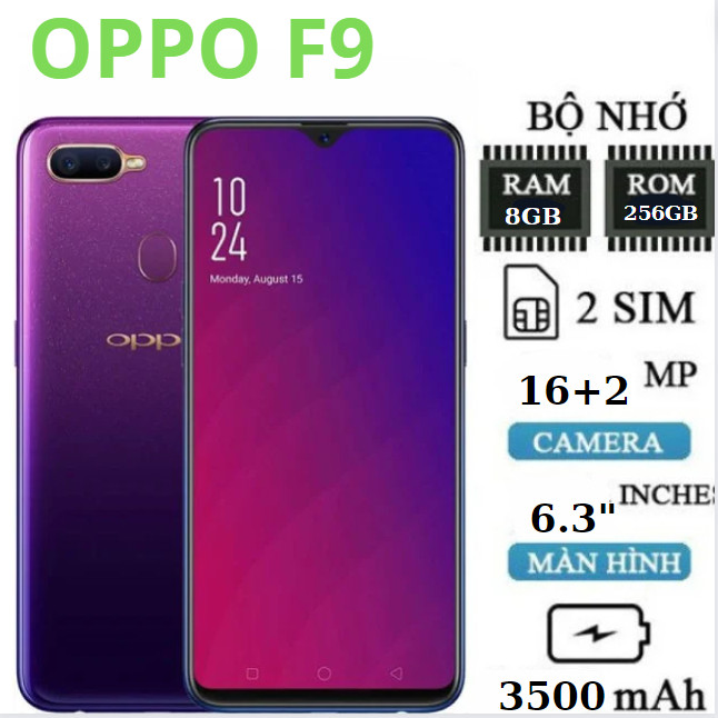 Điện thoại cảm ứng chơi game siêu mượt bảo mật vân tay op po F9 máy 99% bảo hành 12 tháng.