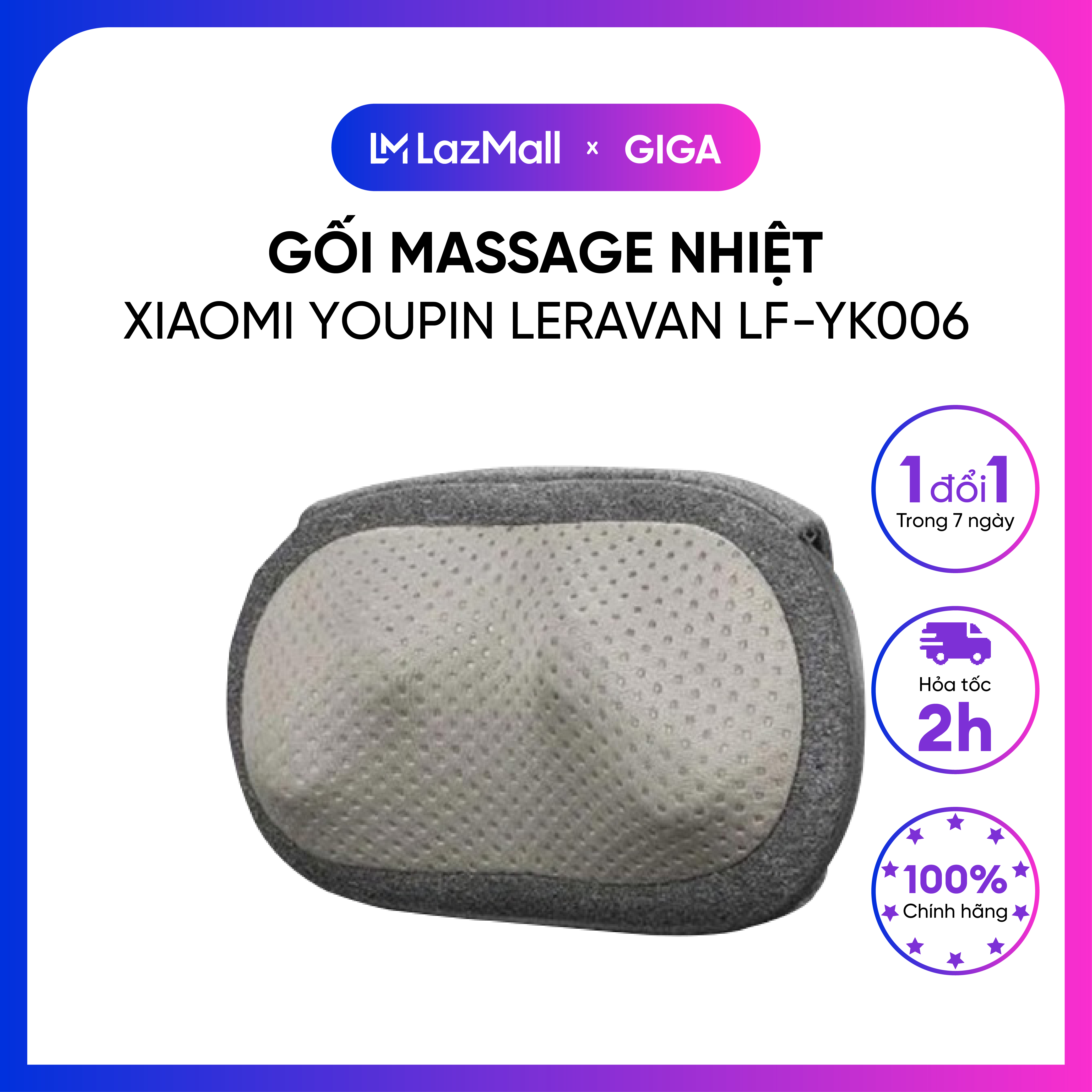 Gối massage nhiệt không dây Xiaomi Youpin Leravan LF-YK006