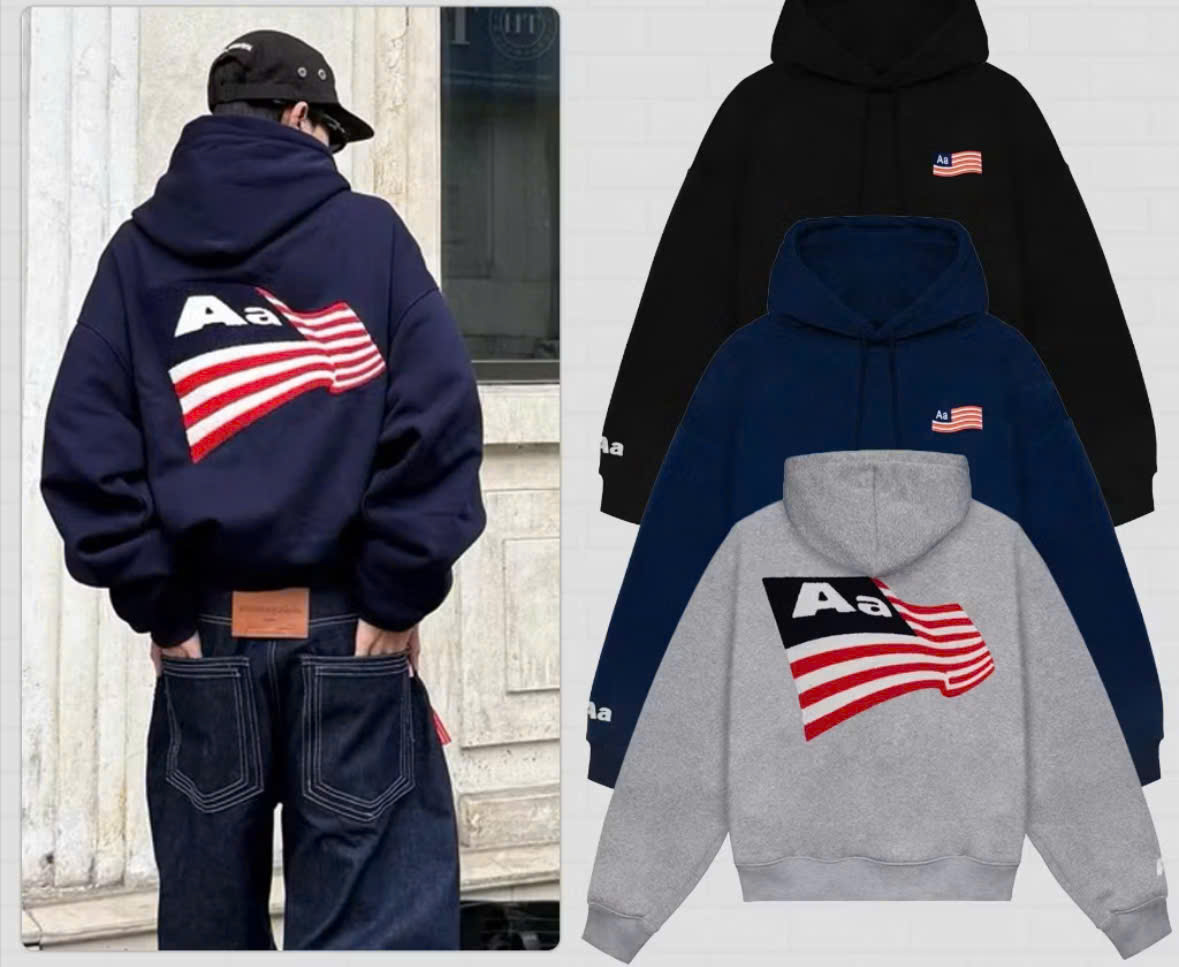  Áo Hoodie có nón nỉ tay phồng Aa Lá CỜ chống nắng cực tốt nón rộng rãi mặc thoáng mát cao cấp - TP121 