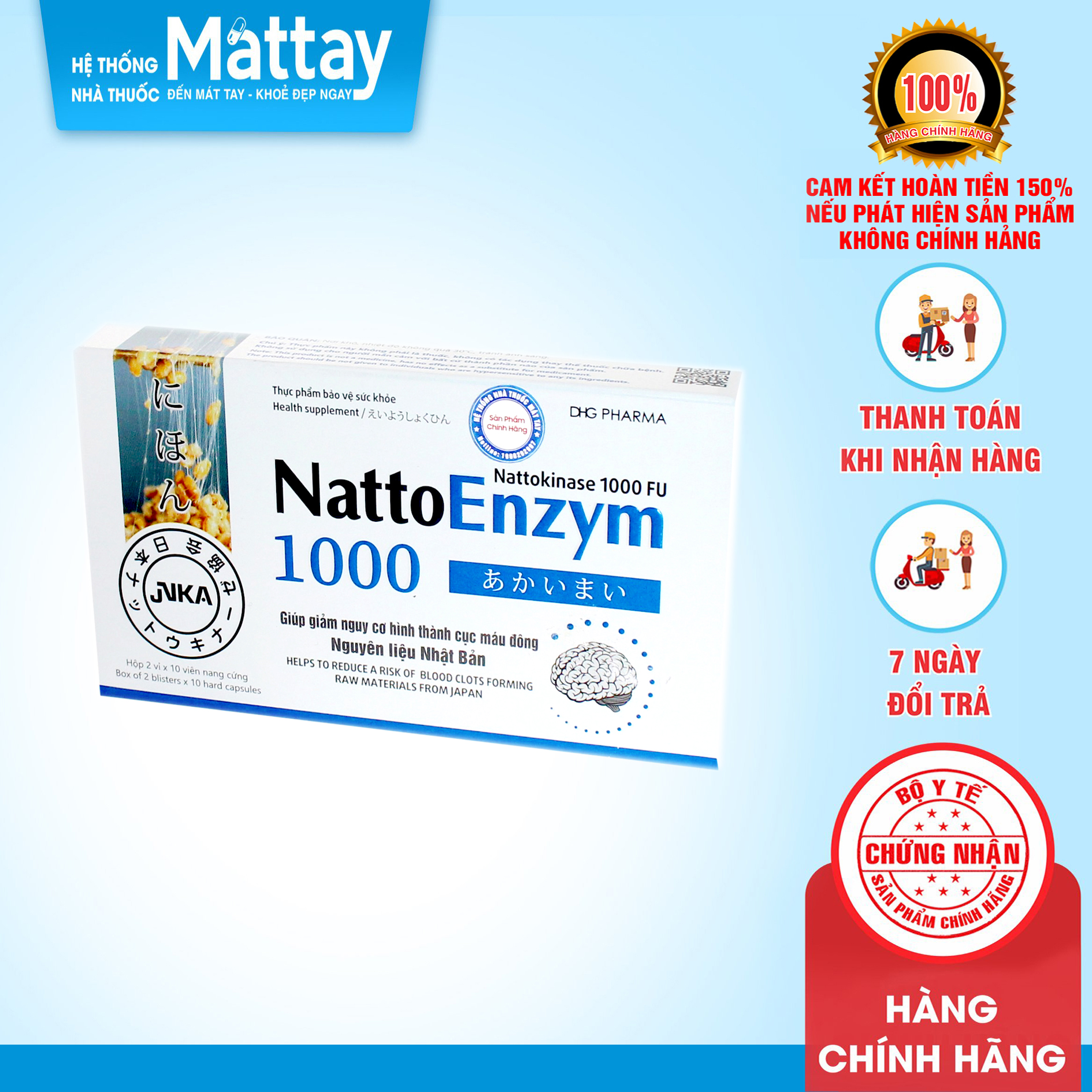 NattoEnzym 1000 - DHG Pharma - Chai 60 Viên - Giảm Nguy Cơ Hình Thành Cục Máu Đông