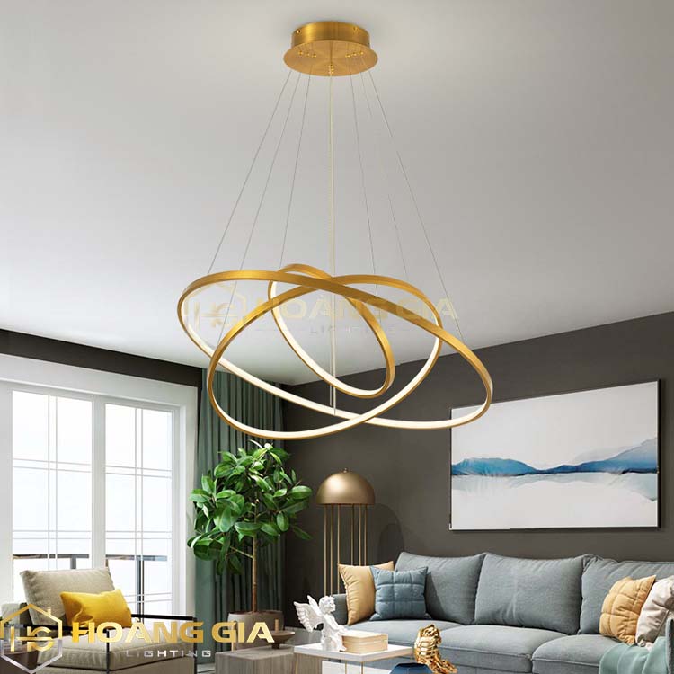 Đèn thả trần - đèn thả trần không gian led hình tròn 3 vòng cao cấp