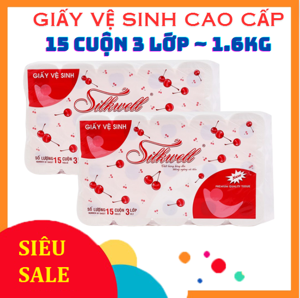 Giấy vệ sinh cao cấp 3 lớp Silkwell 15 cuộn