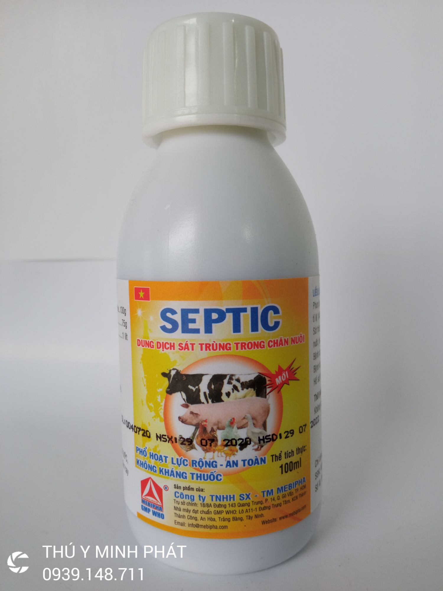 SEPTIC chai 100ml THUỐC SÁT TRÙNG PHỔ RỘNG, HIỆU QUẢ VỚI TẤT CẢ CÁC MẦM BỆNH, AN TOÀN XỊT KHI CÓ THÚ TRONG CHUỒNG.
