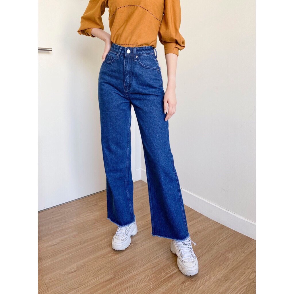 [Hoàn Tiền 15%] [HCM]Quần jean nữ ống rộng lưng cao cao cấp với phong cách mới lạ