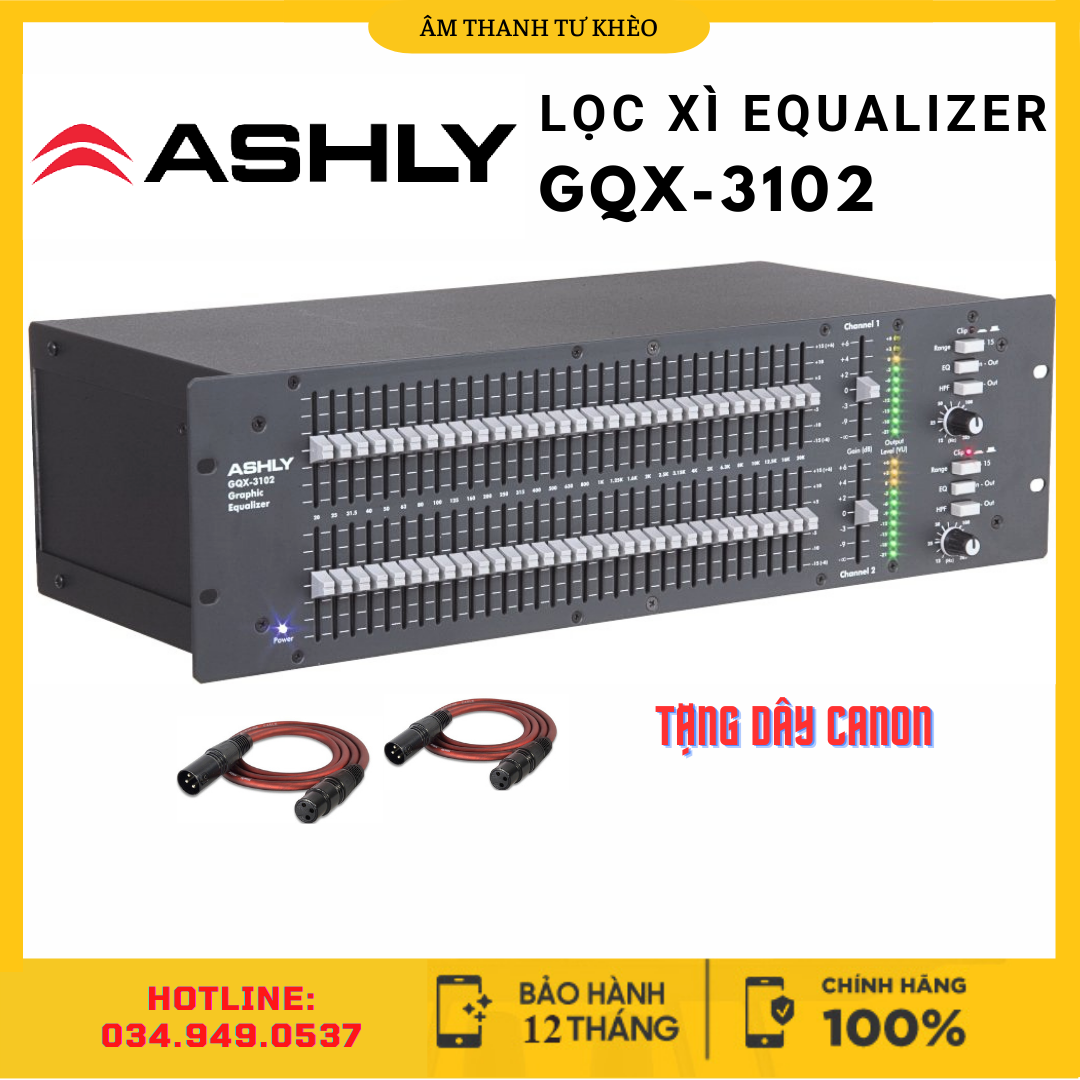 Lọc xì equalizer Ashly GQX3102, Lọc âm thanh 62 Cần chỉnh chuyên nghiệp, Chống hú, giảm tiếng ồn, Chất Âm Trong Trẻo, Khả Năng Lọc Và Phân Tần Số Âm Thanh, Treble bén, Bass mạnh mẽ, Karaoke, phòng hát, sân khấu