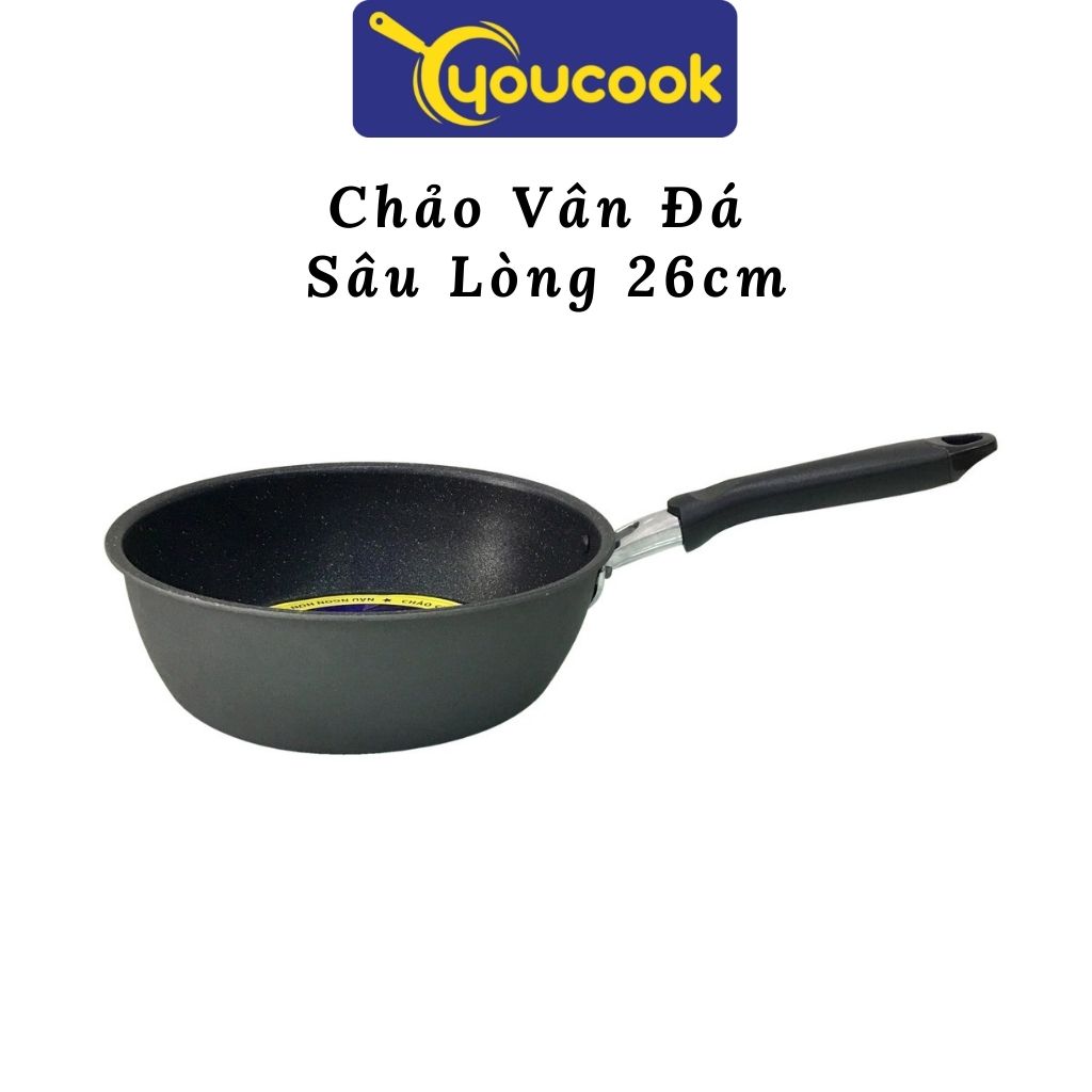 Chảo vân đá chống dính youcook chảo cạn/ chảo sâu lòng 24-26cm - hàng chính hãng